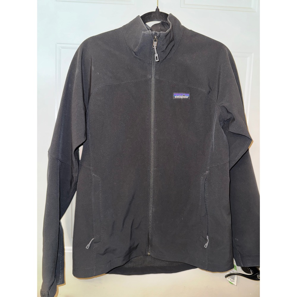 Patagonia Adze Jacket Womens Medium Black Softshell Full Zip Fleece Lined 83545